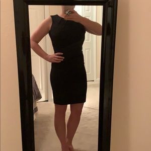 Black sleeveless work dress